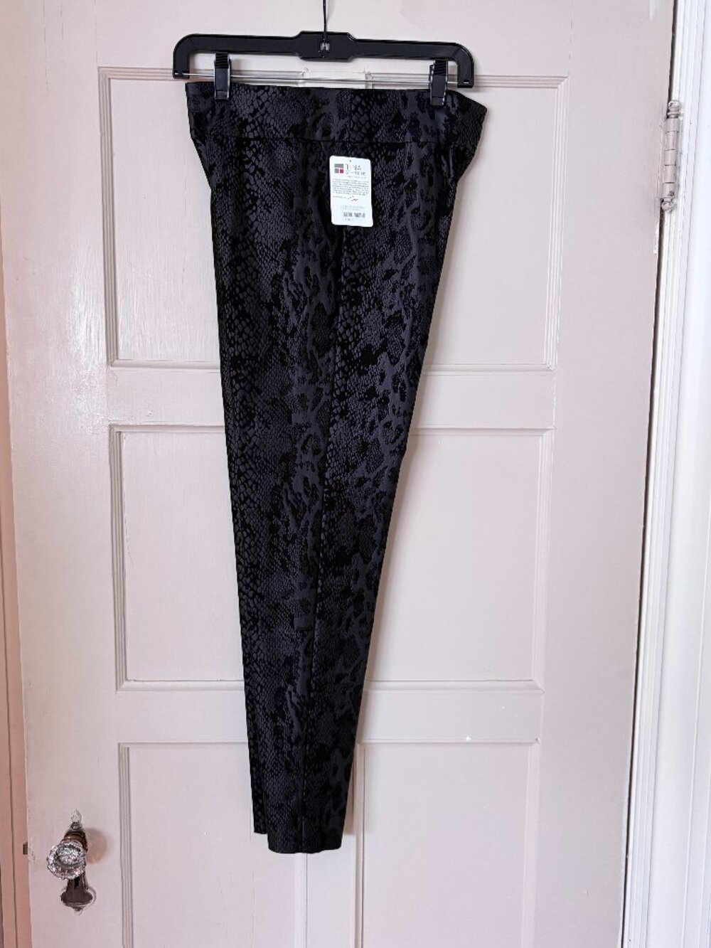 Tina Stevens Black Python Ankle Pants